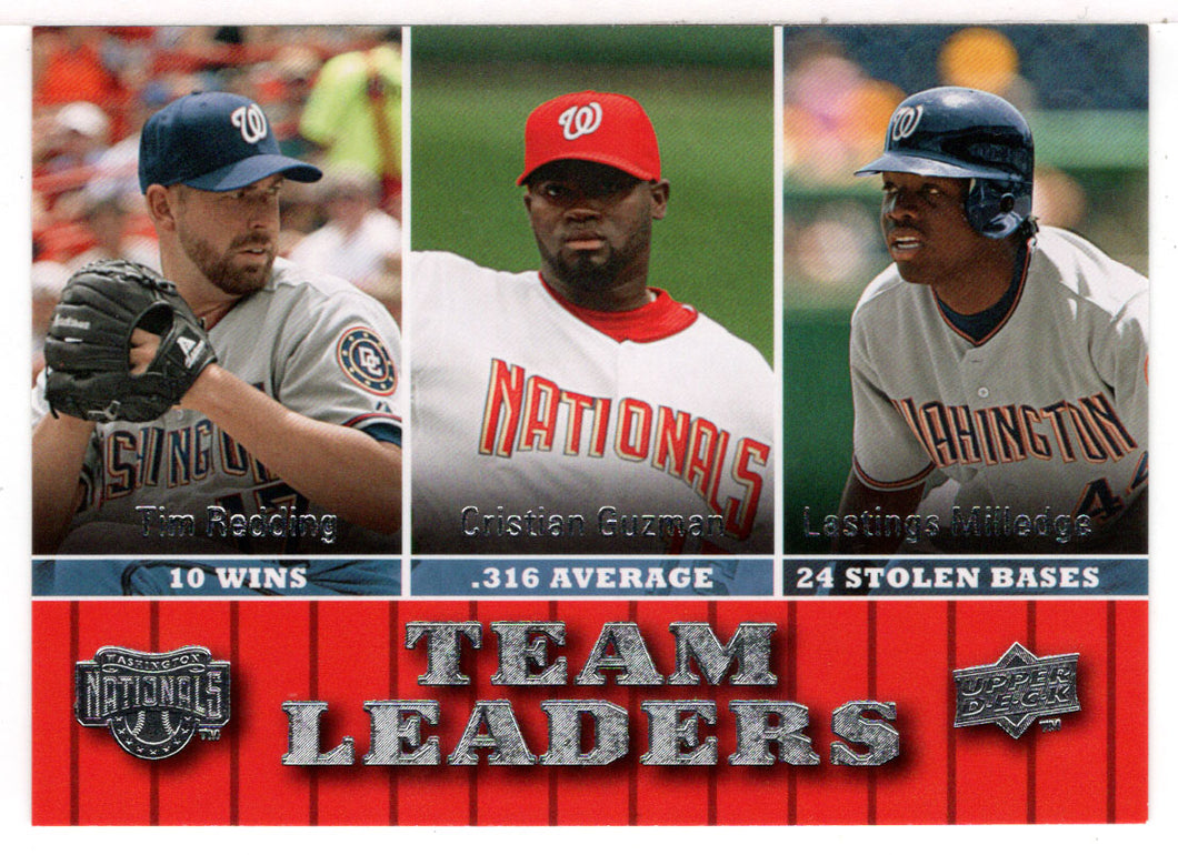 Tim Redding - Cristian Guzman - Lastings Milledge - Washington Nationals Team Leaders (MLB Baseball Card) 2009 Upper Deck # 457 Mint