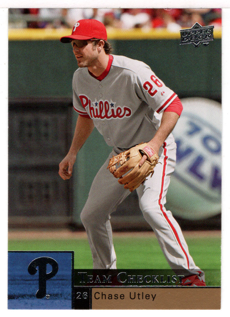 Chase Utley - Philadelphia Phillies Team Checklist (MLB Baseball Card) 2009 Upper Deck # 472 Mint