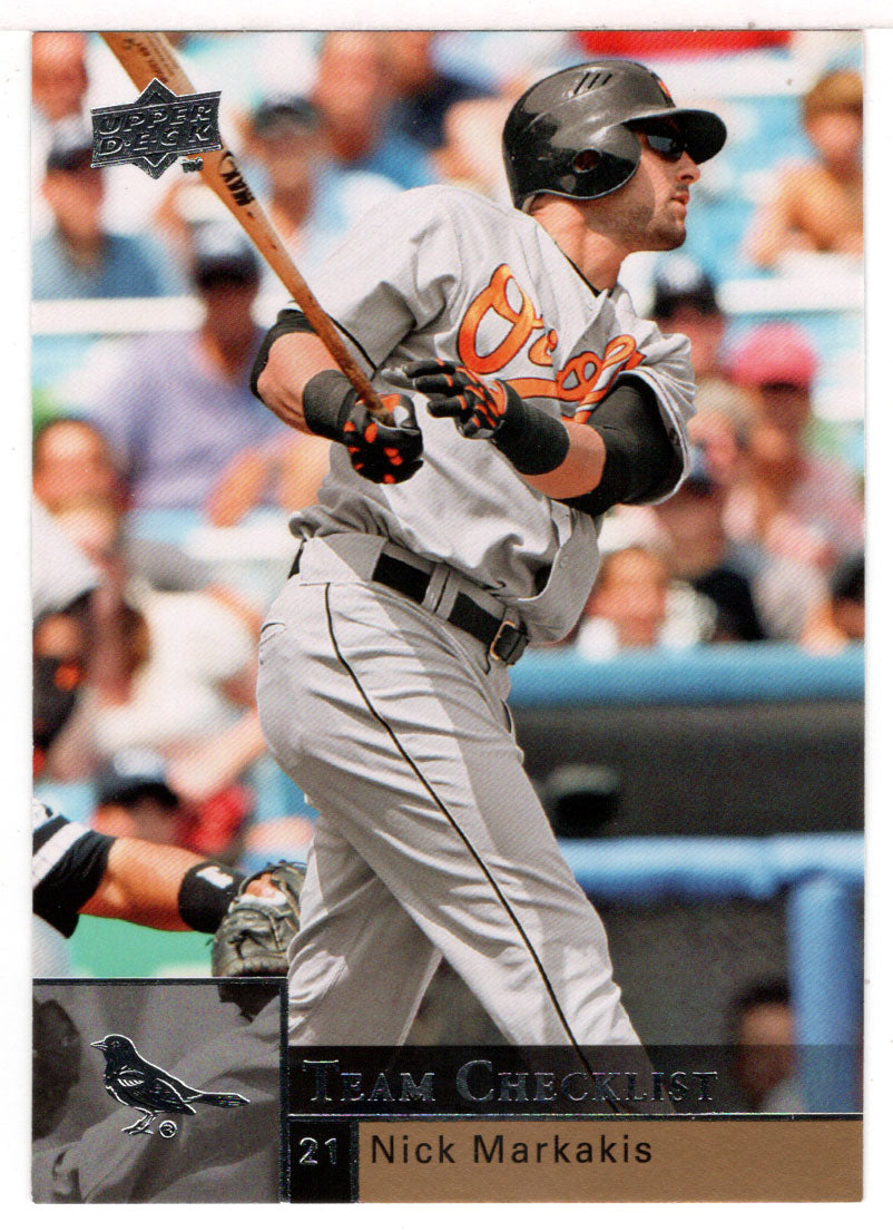 Nick Markakis - Baltimore Orioles Team Checklist (MLB Baseball Card) 2009 Upper Deck # 491 Mint