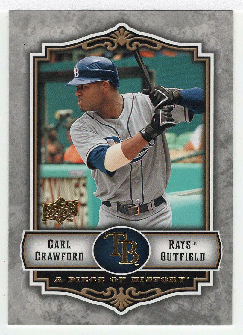 Carl Crawford - Tampa Bay Rays (MLB Baseball Card) 2009 Upper Deck A Piece of History # 92 Mint