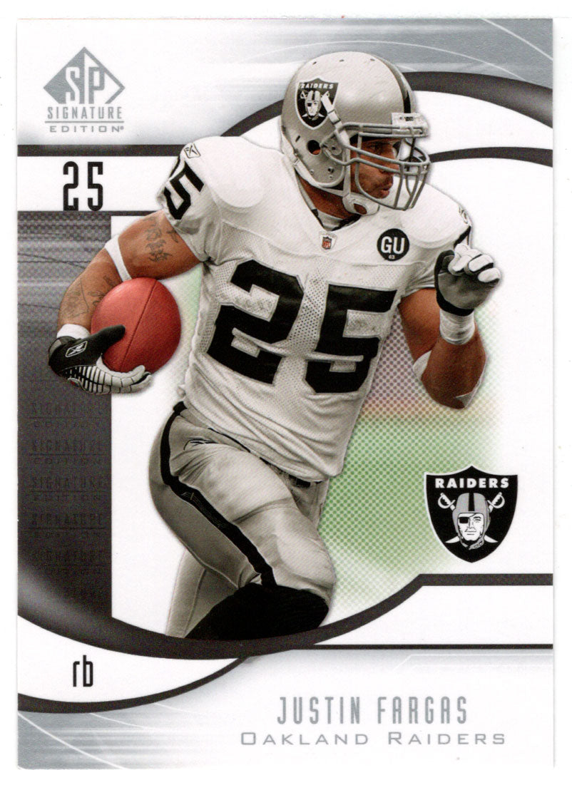 Justin Fargas - Oakland Raiders (NFL Football Card) 2009 Upper Deck SP Signature # 54 Mint