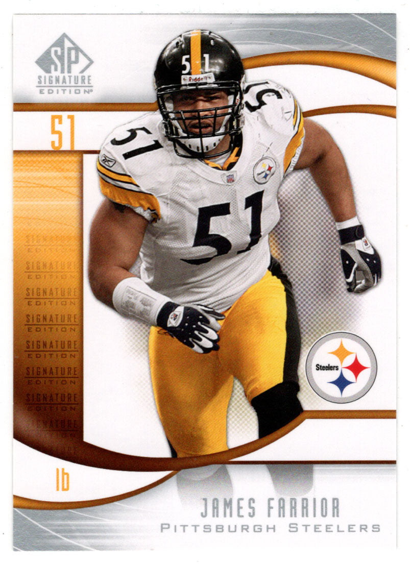 James Farrior - Pittsburgh Steelers (NFL Football Card) 2009 Upper Deck SP Signature # 55 Mint