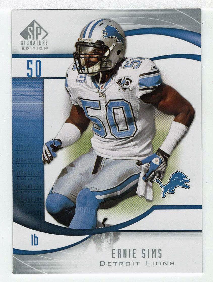 Ernie Sims - Detroit Lions (NFL Football Card) 2009 Upper Deck SP Sign –  PictureYourDreams