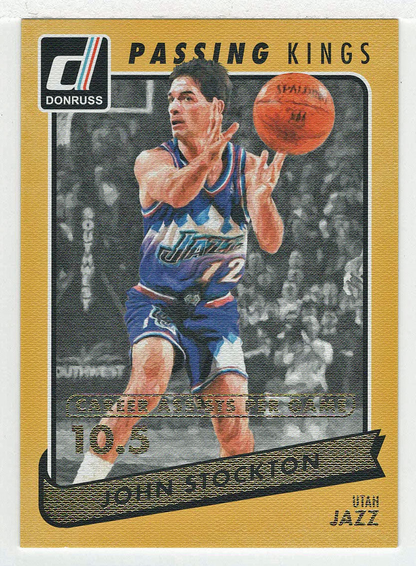 John Stockton 6/105 - Utah Jazz - Passing Kings Career (NBA Basketball Card) 2015-16 Donruss # 19 Mint