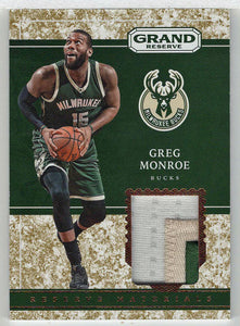 Greg Monroe 5/25 - Milwaukee Bucks (NBA Basketball Card) 2016-17 Panini Grand Reserve Materials Granite - Jersey # 58 Mint