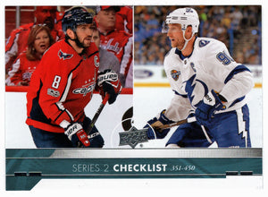 Checklist (# 351 - # 450) Alexander Ovechkin - Steven Stamkos (NHL Hockey Card) 2017-18 Upper Deck # 450 Mint