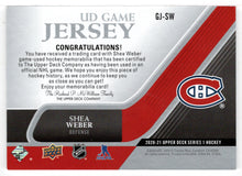 Load image into Gallery viewer, Shea Weber - Montreal Canadiens (NHL Hockey Card) 2020-21 Upper Deck Game Used Jersey # CJ-SW Mint
