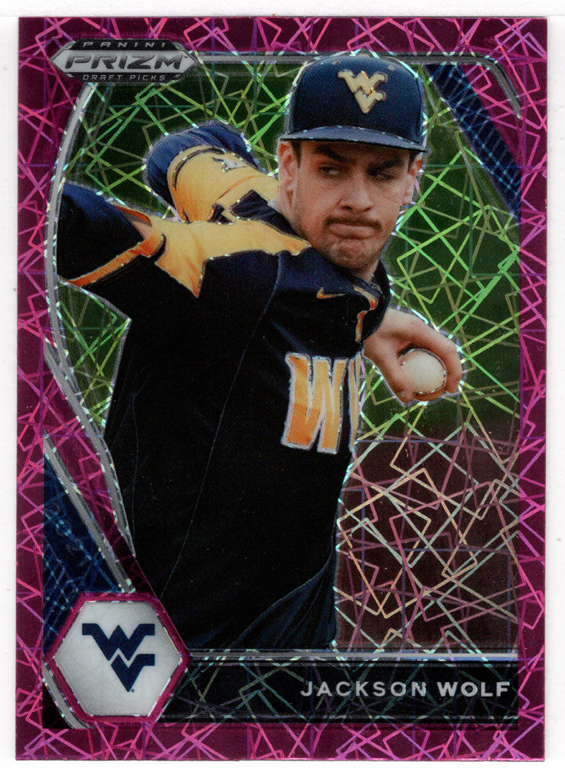 Jackson Wolf - West Virginia Mountaineers - Pink Velocity (MLB - NCAA Baseball Card) 2021 Panini Prizm Draft Picks # 129 Mint