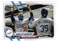 Mookie Betts - Cody Bellinger - Los Angeles Dodgers - Hands Up! Mask Up! (MLB Baseball Card) 2021 Topps # 303 Mint