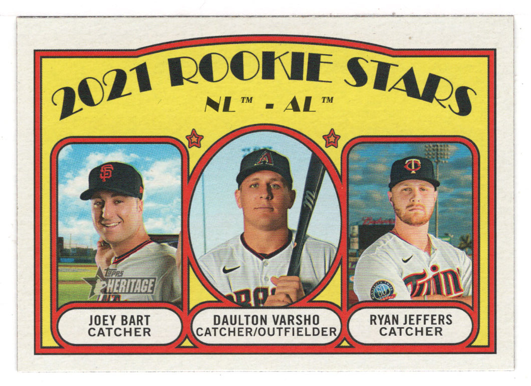 Ryan Jeffers RC - Joey Bart RC - Daulton Varsho RC - 2021 Rookie Stars (MLB Baseball Card) 2021 Topps Heritage # 49 Mint