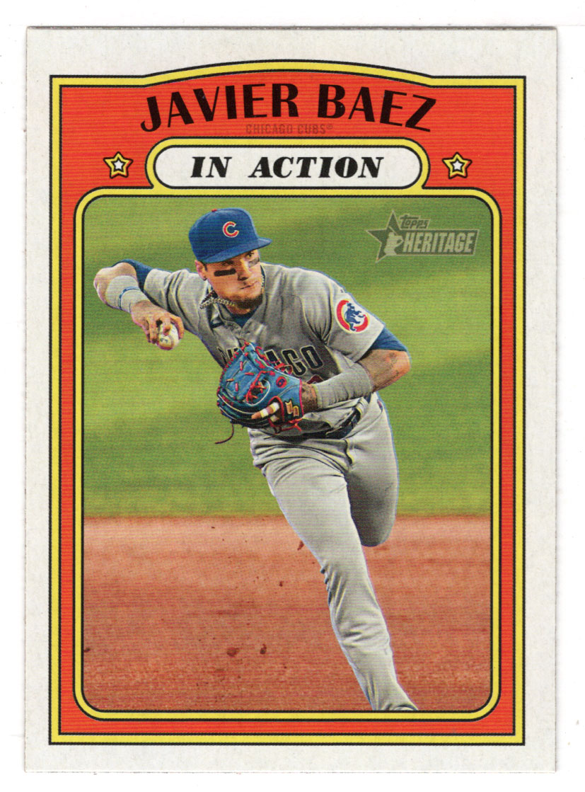 Javier Baez - Chicago Cubs - In Action (MLB Baseball Card) 2021 Topps Heritage # 52 Mint