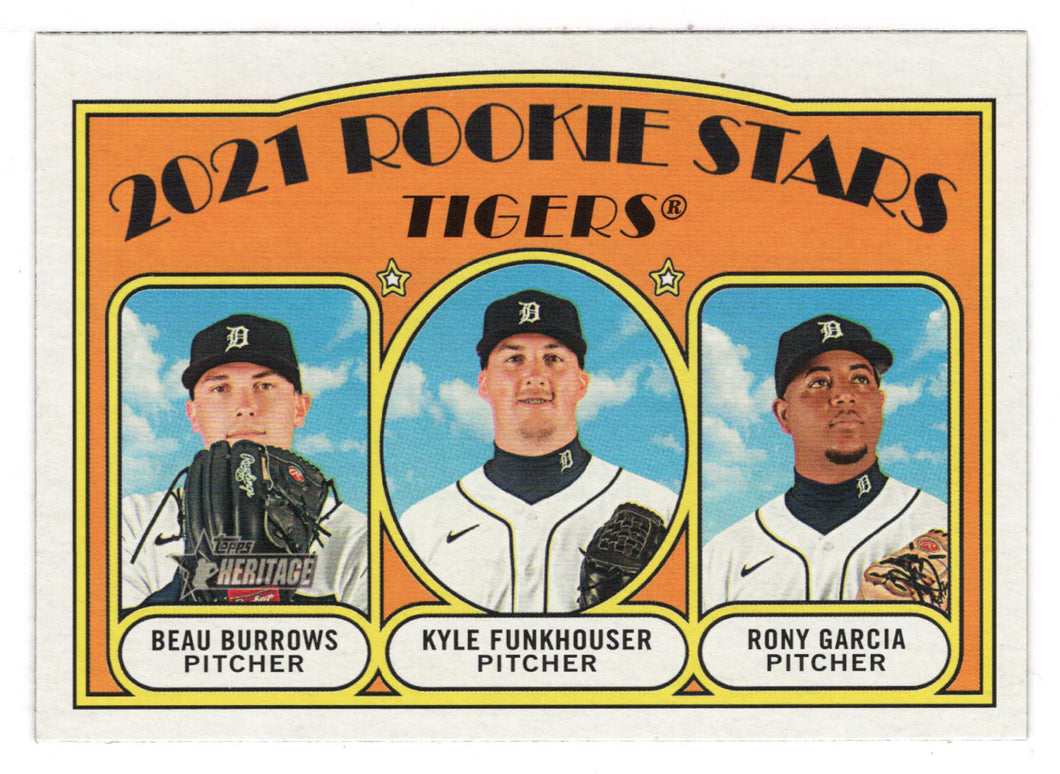 Beau Burrows RC - Rony Garcia RC - Kyle Funkhouser - Detroit Tigers - 2021 Rookie Stars (MLB Baseball Card) 2021 Topps Heritage # 71 Mint