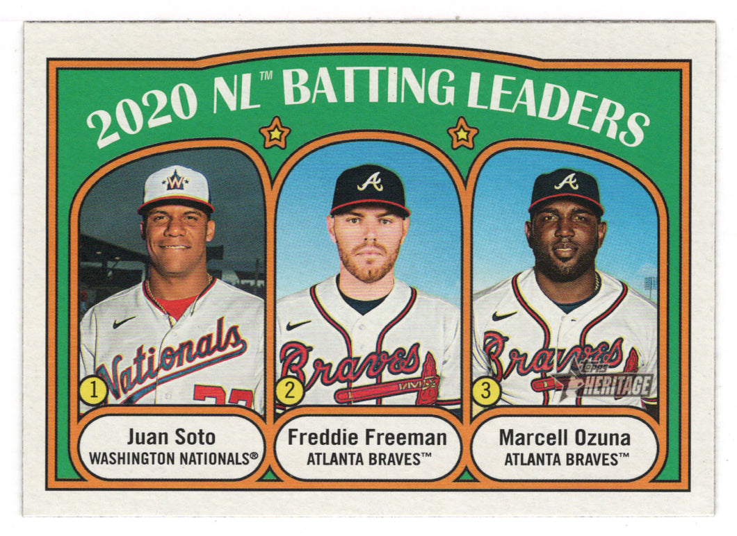 Juan Soto - Marcell Ozuna - Freddie Freeman - 2020 NL Batting Leaders (MLB Baseball Card) 2021 Topps Heritage # 85 Mint