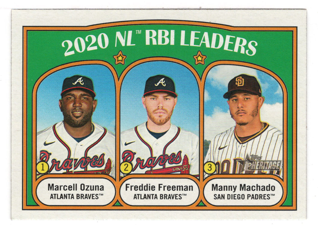 Manny Machado - Marcell Ozuna - Freddie Freeman - 2020 NL RBI Leaders (MLB Baseball Card) 2021 Topps Heritage # 87 Mint