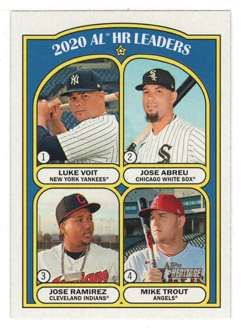 Mike Trout - Jose Abreu - Jose Ramirez - Luke Voit - 2020 AL HR Leaders (MLB Baseball Card) 2021 Topps Heritage # 90 Mint