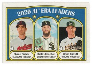 Chris Bassitt - Dallas Keuchel - Shane Bieber - 2020 AL ERA Leaders (MLB Baseball Card) 2021 Topps Heritage # 92 Mint