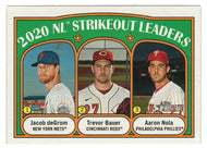 Aaron Nola - Jacob deGrom - Trevor Bauer - 2020 NL Strikeout Leaders (MLB Baseball Card) 2021 Topps Heritage # 95 Mint