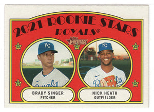 Brady Singer RC - Nick Heath RC - Kansas City Royals - 2021 Rookie Stars (MLB Baseball Card) 2021 Topps Heritage # 129 Mint