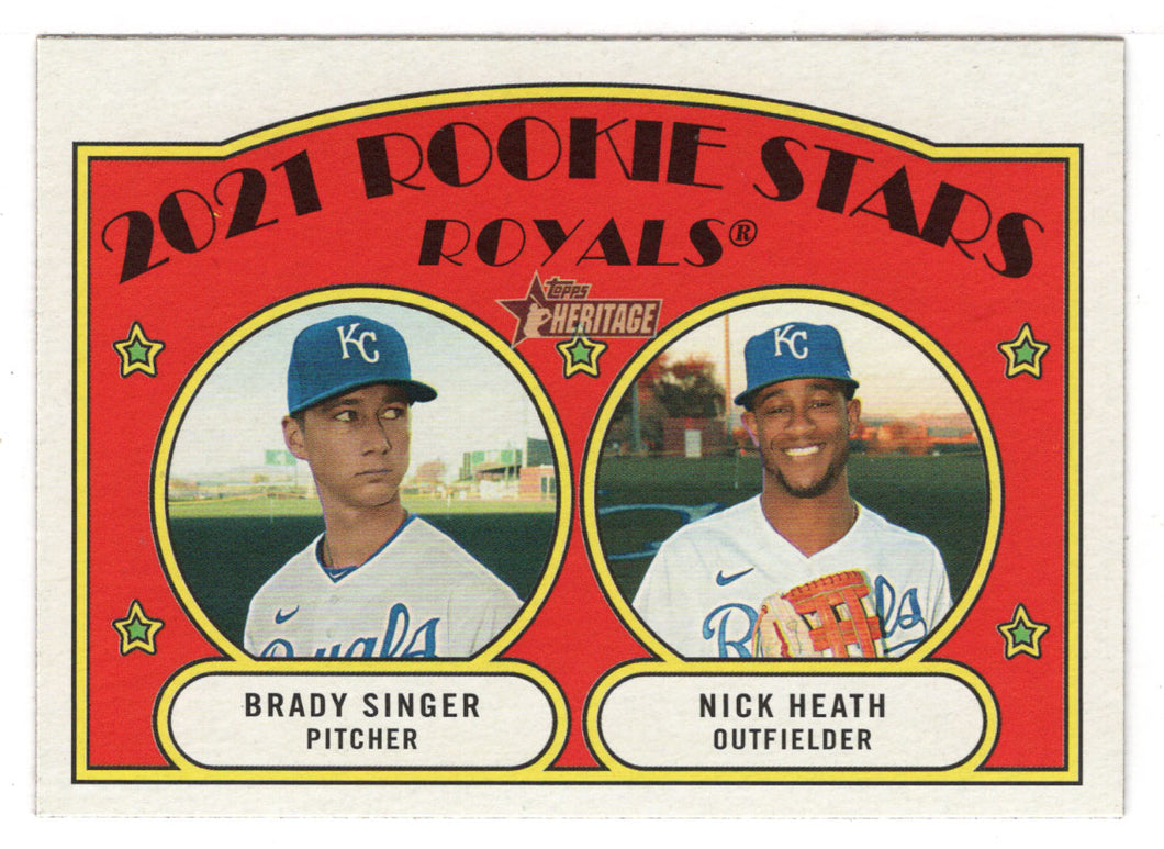 Brady Singer RC - Nick Heath RC - Kansas City Royals - 2021 Rookie Stars (MLB Baseball Card) 2021 Topps Heritage # 129 Mint