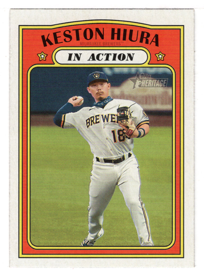 Keston Hiura - Milwaukee Brewers - In Action (MLB Baseball Card) 2021 Topps Heritage # 178 Mint