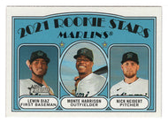 Lewin Diaz RC - Monte Harrison RC - Nick Neidert RC - Miami Marlins - 2021 Rookie Stars (MLB Baseball Card) 2021 Topps Heritage # 209 Mint
