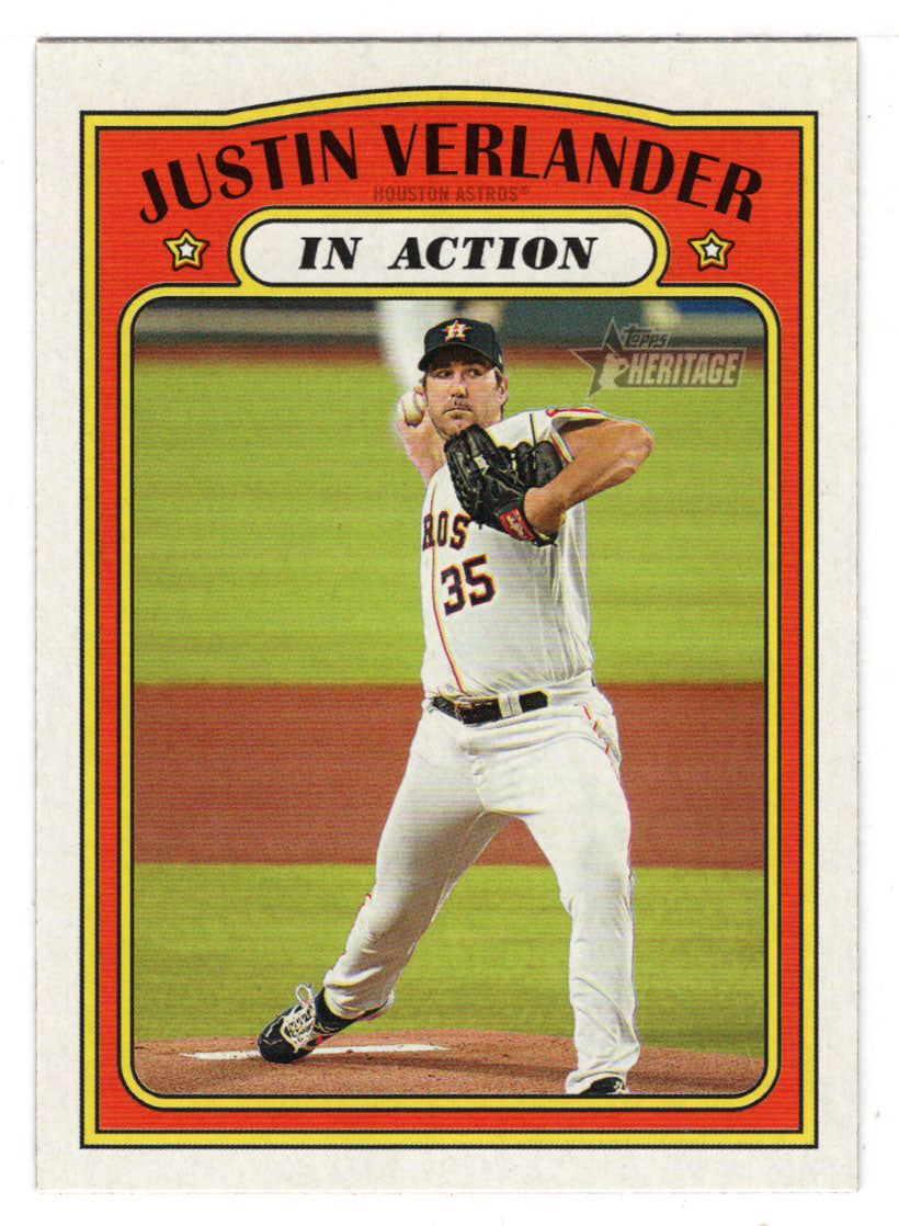 Justin Verlander - Houston Astros - In Action (MLB Baseball Card) 2021 Topps Heritage # 248 Mint