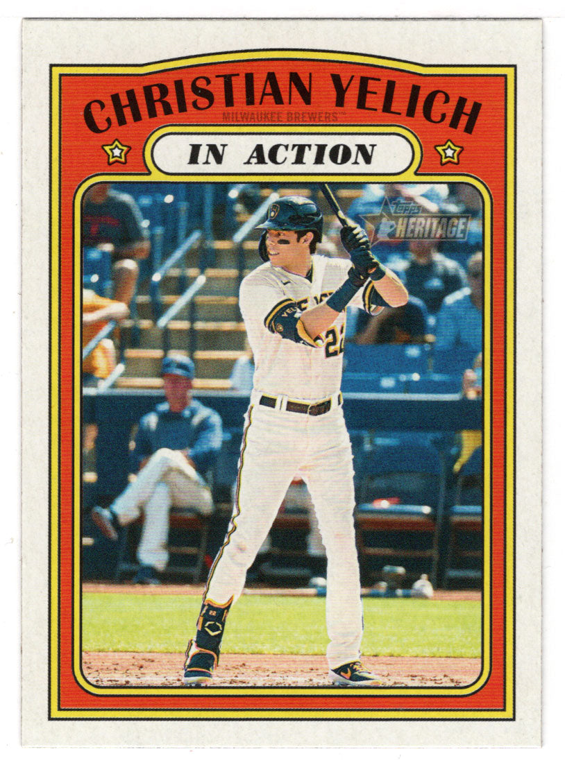 Christian Yelich - Milwaukee Brewers - In Action (MLB Baseball Card) 2021 Topps Heritage # 252 Mint