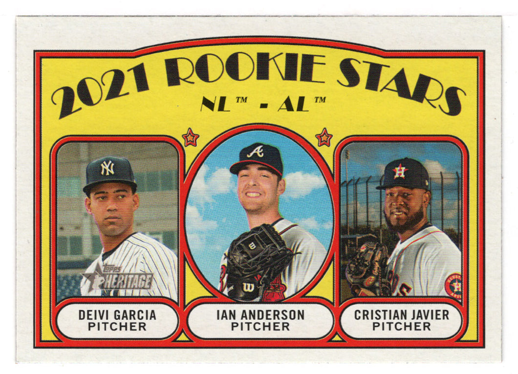 Ian Anderson RC - Deivi Garcia RC - Cristian Javier RC - 2021 Rookie Stars (MLB Baseball Card) 2021 Topps Heritage # 325 Mint