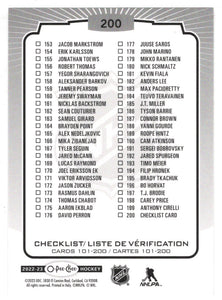 Checklist # 2 (NHL Hockey Card) 2022-23 O-Pee-Chee # 200 Mint