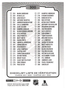 Checklist # 3 (NHL Hockey Card) 2022-23 O-Pee-Chee # 300 Mint