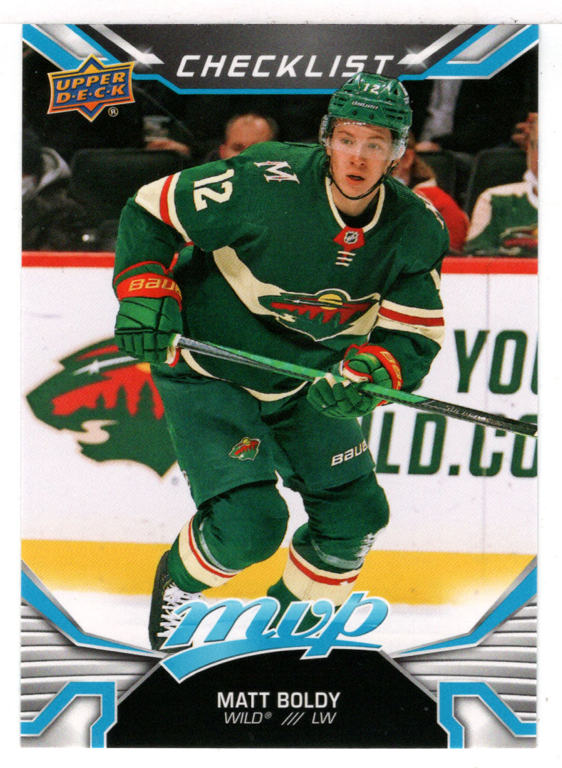 Checklist # 3 - Matt Boldy RC Minnesota Wild (NHL Hockey Card) 2022-23 Upper Deck MVP # 246 Mint