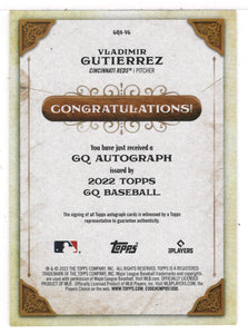 Vladimir Gutierrez - Cincinnati Reds (MLB Baseball Card) 2022 Topps Gypsy Queen Autohraph # GQA-VG Mint