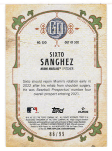 Sixto Sanchez 86/99 Miami Marlins (MLB Baseball Card) 2022 Topps Gypsy Queen Sepia # 250 Mint