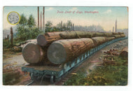 Train Load of Logs, Washington, USA Vintage Original Postcard # 4754 - New - 1950's