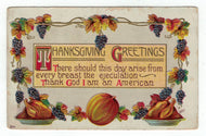 Thanksgiving Greetings Vintage Original Postcard # 4800 - Post Marked November 24, 1915