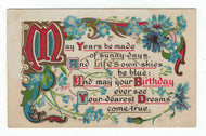 Birthday Wish and Greeting Vintage Original Postcard # 4810 - October 17, 1910