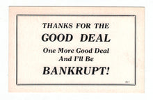 Load image into Gallery viewer, Thanks For The Good Deal - Cackle Card Vintage Original Postcard # 4856 - 1970's
