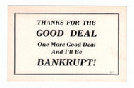 Thanks For The Good Deal - Cackle Card Vintage Original Postcard # 4856 - 1970's