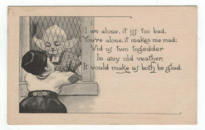 I am Alone, it iss too bad... Vintage Original Postcard # 4873 - Post Marked April 1, 1912