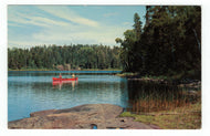 Fishing In A Red Canoe Vintage Original Postcard # 4888 - New - 1970's