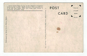 Great Arrow Rock Dam, Boise River, Boise, Idaho, USA Vintage Original Postcard # 4893 - New - 1960's