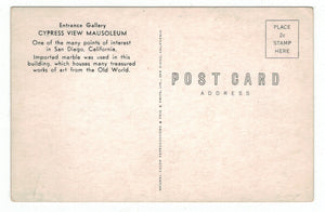 Cypress View Mausoleum, San Diego, California, USA Vintage Original Postcard # 4905 - New 1960's