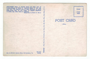 Stratford Hall, Fredericksburg, Virginia, USA Vintage Original Postcard # 4919 - 1960's