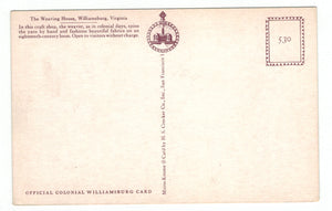 Weaving House, Williamsburg, Virginia, USA Vintage Original Postcard # 4922 - New - 1970's