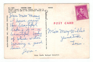 Crater Lake National Park, Oregon, USA Vintage Original Postcard # 4930 - Post Marked 1960's