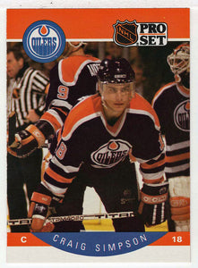 Craig Simpson - Edmonton Oilers  (NHL Hockey Card) 1990-91 Pro Set # 95 Mint