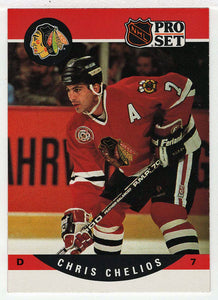 Chris Chelios - Chicago Blackhawks (NHL Hockey Card) 1990-91 Pro Set # 427 Mint