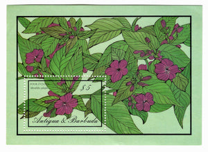 Antigua #  957 - Flowers - Four O'Clock Postage Stamp Souvenir Sheet M/NH