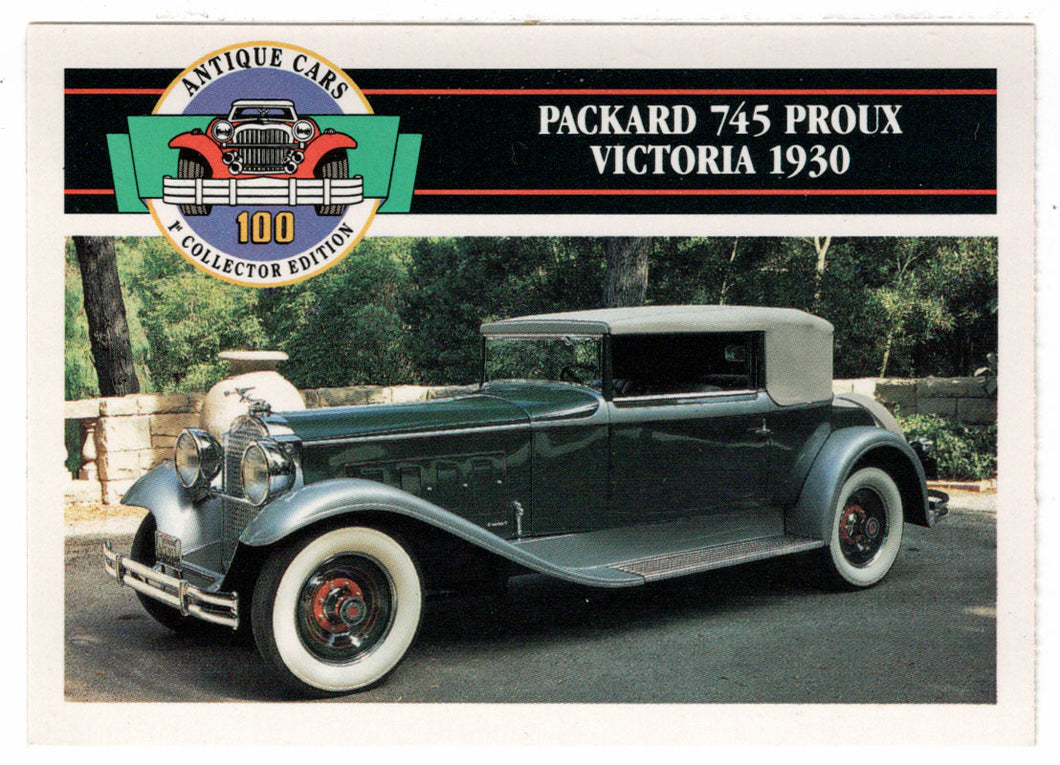 Packard 745 Proux Victoria - 1930 (Trading Card) Antique Cars - 1st Collector Edition - 1992 Panini # 38 - Mint