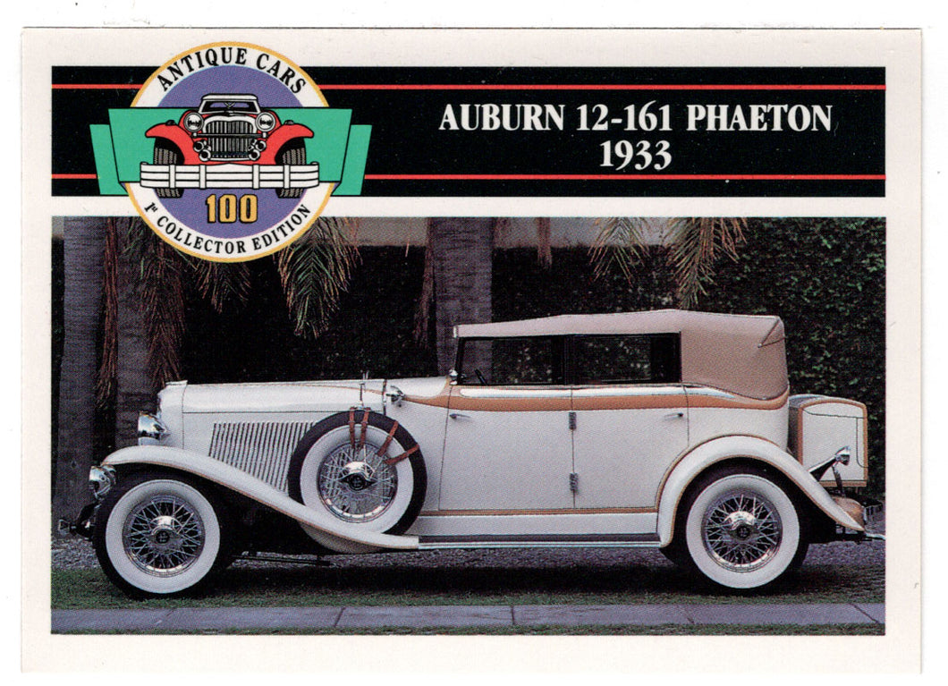 Auburn 12-161 Phaeton - 1933 (Trading Card) Antique Cars - 1st Collector Edition - 1992 Panini # 50 - Mint